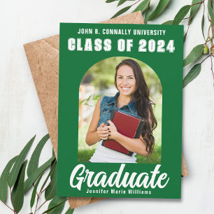 Green White Graduate Foto Modernes, feiner Abschlu Ankündigung