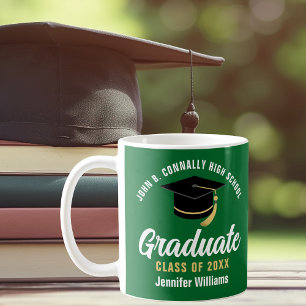 Green White Graduate Personalisierter Abschluss Kaffeetasse