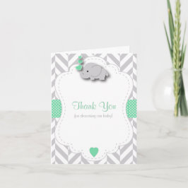 Green, White Gray Elephant Baby Dusche Danke