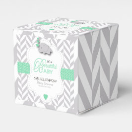 Green, White Gray Elephant Baby Dusche Geschenkschachtel