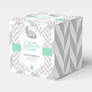 Green, White Gray Elephant Baby Dusche Geschenkschachtel
