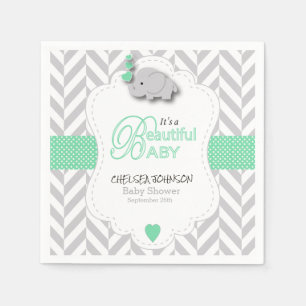 Green, White Gray Elephant Baby Dusche Serviette