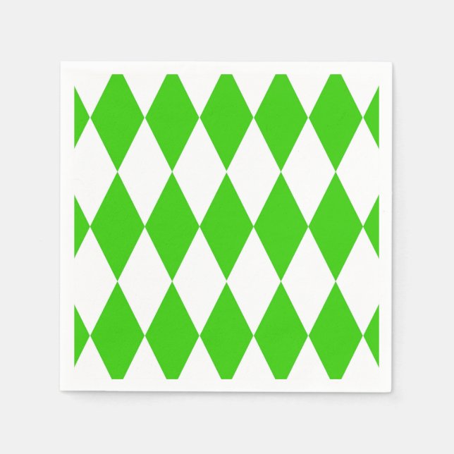 Green White Harlequin Diamonds Schachbretts Design Serviette (Vorderseite)