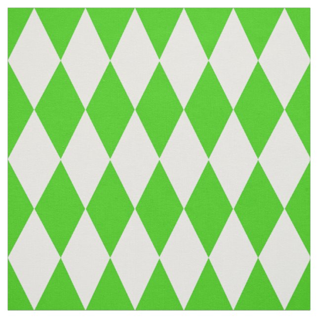 Green White Harlequin Diamonds Schachbretts Design Stoff (Muster)