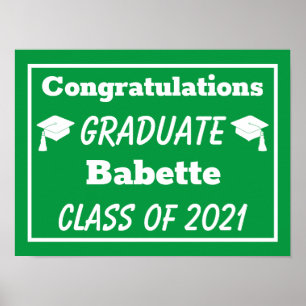 Green White Herzlichen Glückwunsch Abschluss Poster