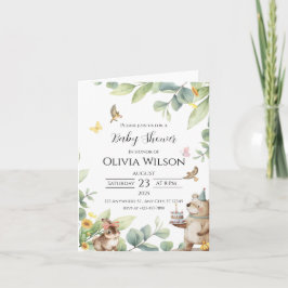 Green White Illustriert Birds Baby Dusche Invitati Einladung