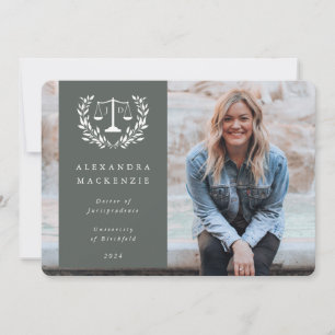 Green + White JD Law Scales Laurel Wreath Foto Ankündigung