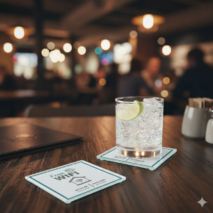 Green White Minimalistisch Kostenloses W-LAN Hotel Glasuntersetzer