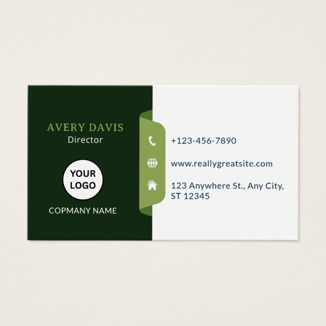 Green & White Modern Corporate Business Card (Vorderseite)