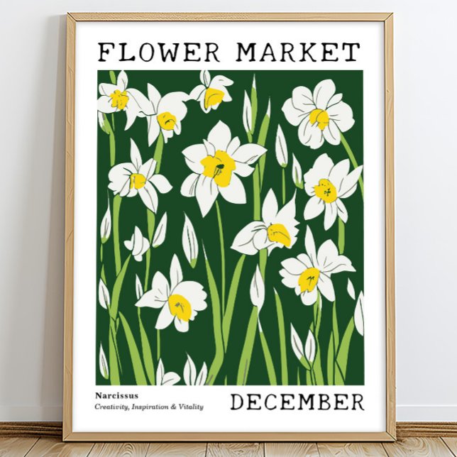 Green White Narcissus Dezember Geburtsmarkt Blume Poster (Von Creator hochgeladen)