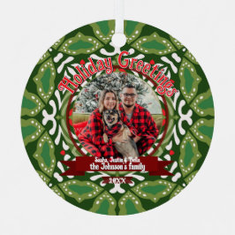 Green White Natal Holiday Energy Custom Photo Ornament Aus Metall