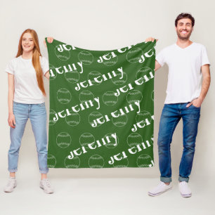Green & White Novelty Baseball Fleece Blanket
