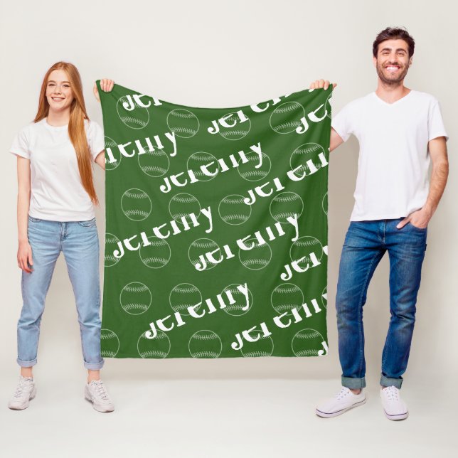 Green & White Novelty Baseball Fleece Blanket (Beispiel)