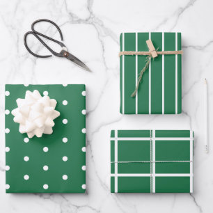 Green White Pattern Weihnachten Geschenkpapier Set