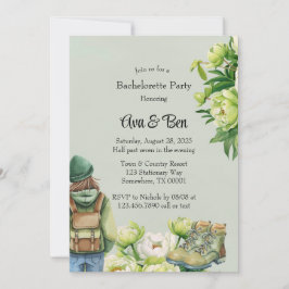 Green White Peony Eleganter Junggeselinnen-Abschie Einladung