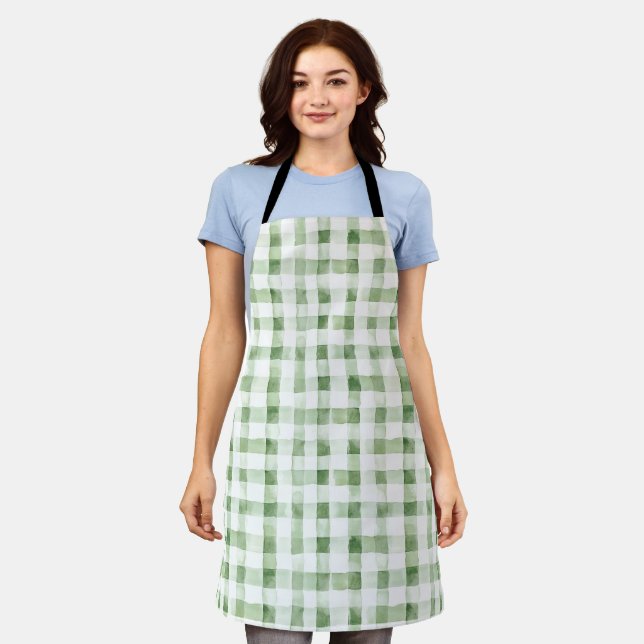 Green White Plaid Stripes   Schürze (Getragen)