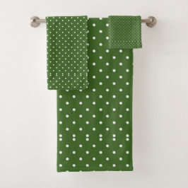 Green White Polka Dot Badhandtuch Set
