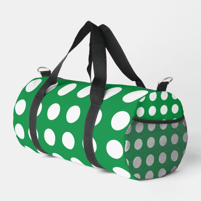 Green White Polka Dot Duffle Bag (Rechte Ecke)