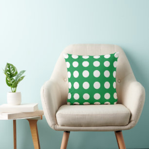 Green White Polka Dot Vintag Retro Kissen