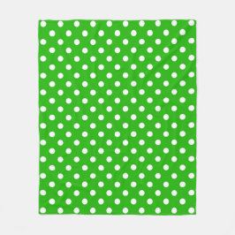 Green White Polka Dots Design Fleecedecke