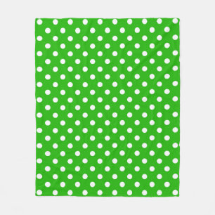 Green White Polka Dots Design Fleecedecke