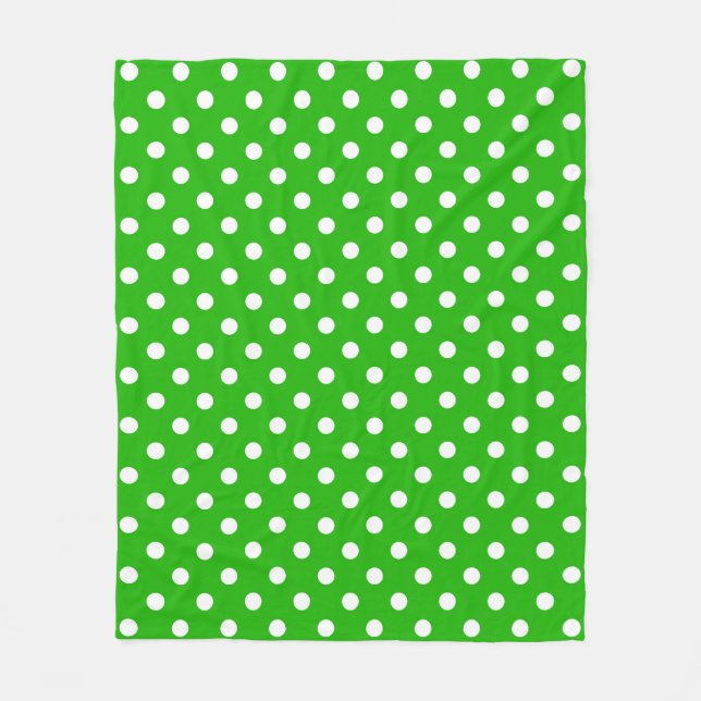 Green White Polka Dots Design Fleecedecke (Vorderseite)