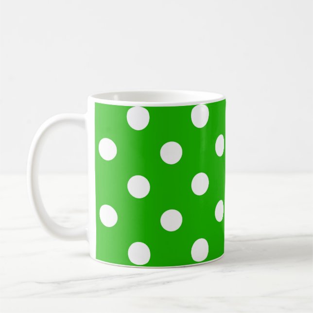 Green White Polka Dots Design Kaffeetasse (Links)