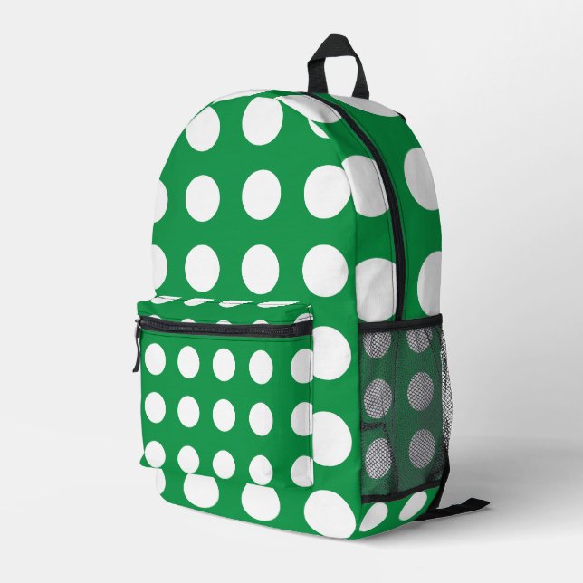 Green White Polka Niedlicher Mädchen zurück in die Bedruckter Rucksack (Rückseitige Ecke Rechts)