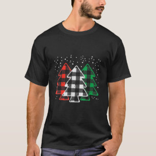Green White Red Buffalo Karierte Weihnachtsbaumen T-Shirt