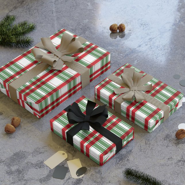 Green White Red Kariert Gingham Checked Christmas Geschenkpapier (Von Creator hochgeladen)