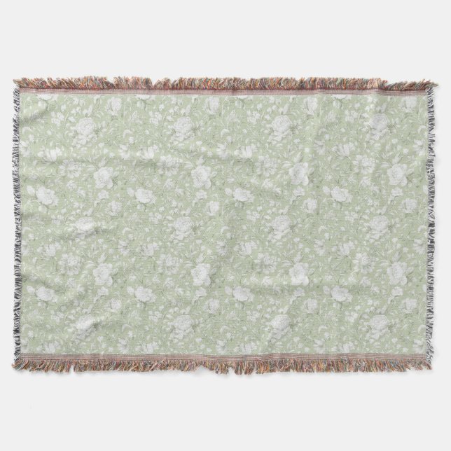 Green White Romantic Floral   Decke (Vorderseite)