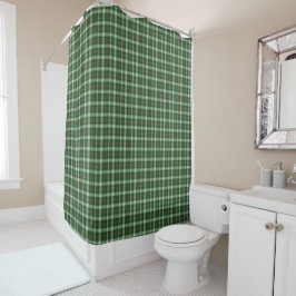 Green White Scottish Tartan Kariert Duschvorhang