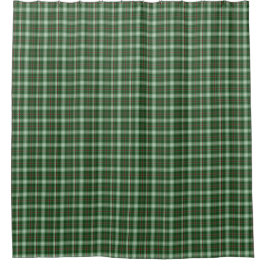Green White Scottish Tartan Kariert Duschvorhang