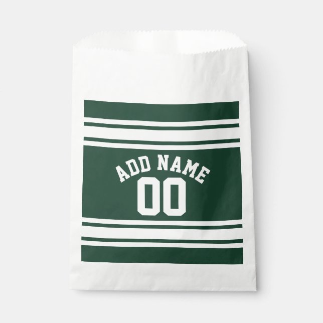 Green White Sports Jersey mit Name und Nummer Geschenktütchen (Vorderseite)