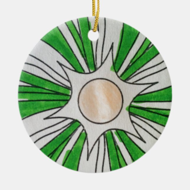 Green White Star Gezeichnet, Kunst von Kindern:) Keramikornament (Vorne)