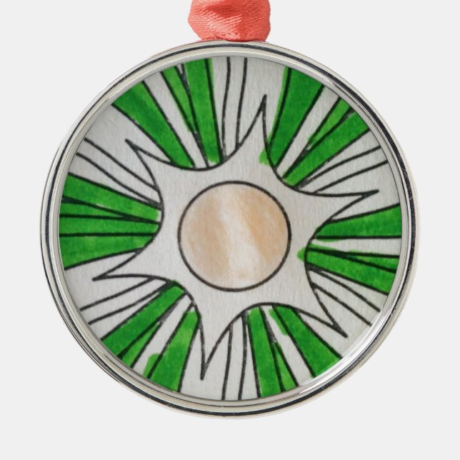 Green White Star Gezeichnet, Kunst von Kindern:) Ornament Aus Metall (Vorne)