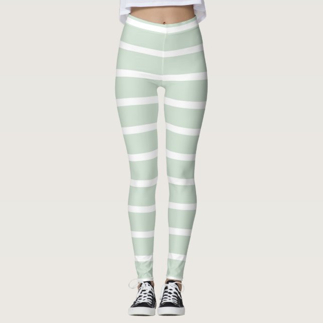Green & White Striped Leggings  (Vorderseite)