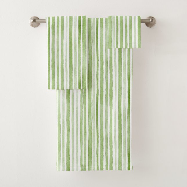 Green White Stripes Badhandtuch Set (Insitu)
