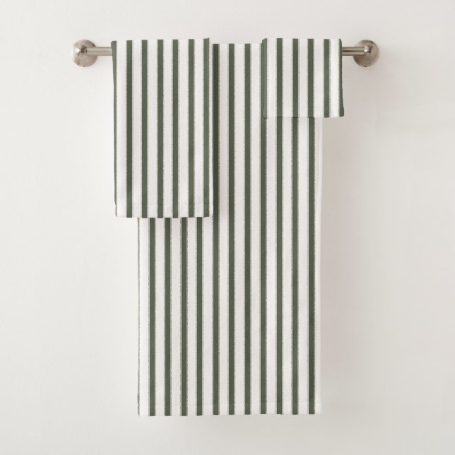 Green White Stripes  Badhandtuch Set (Insitu)