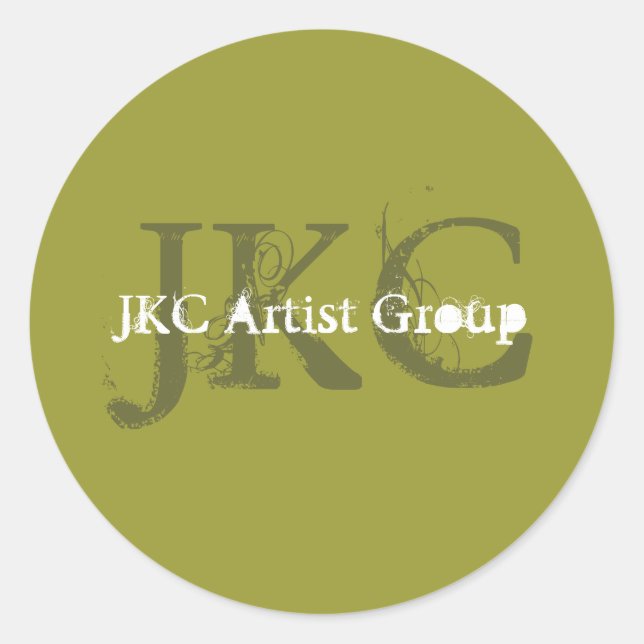 Green White Three Initial Business Product Label Runder Aufkleber (Vorderseite)