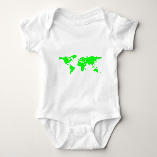 Green White World Map Baby Strampler (Vorderseite)