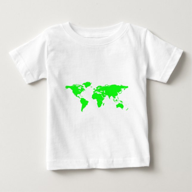 Green White World Map Baby T-shirt (Vorderseite)