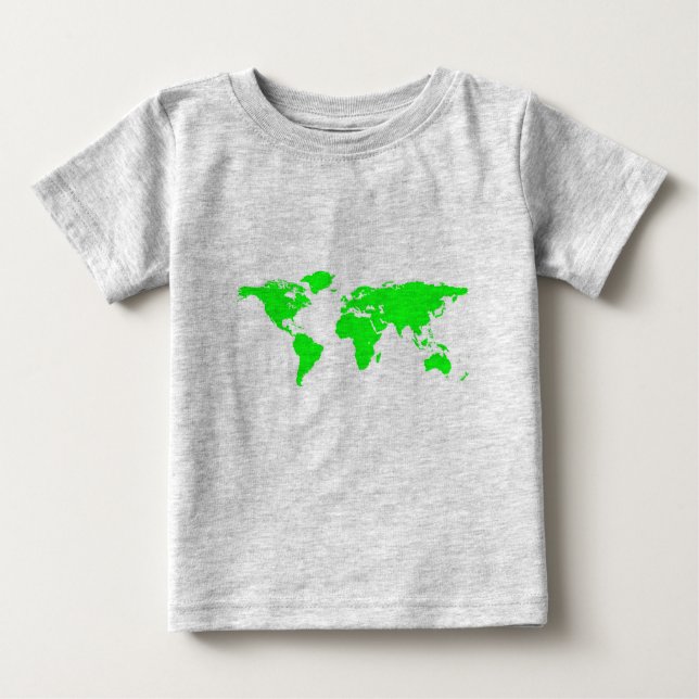 Green White World Map Baby T-shirt (Vorderseite)