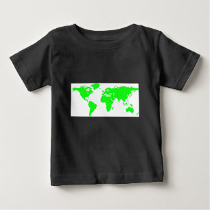 Green White World Map Baby T-shirt