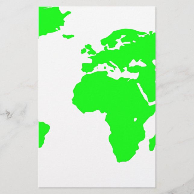 Green White World Map Briefpapier (Vorderseite)