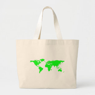 Green White World Map Jumbo Stoffbeutel