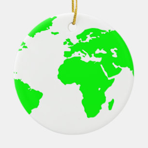 Green White World Map Keramik Ornament