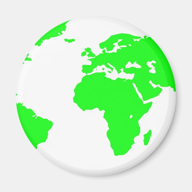 Green White World Map Magnet (Vorne)