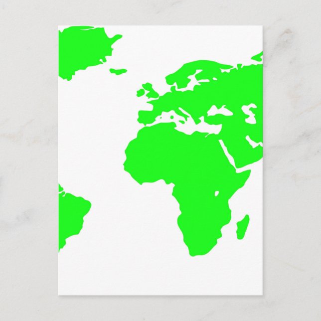 Green White World Map Postkarte (Vorderseite)