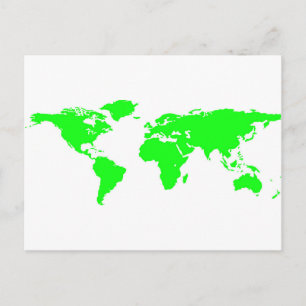 Green White World Map Postkarte